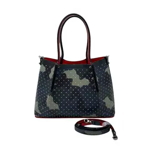Pre-owned christian louboutin calfskin Tote Bags Camouflage Studded Cabarock Tote Multicolor Bold Style with Practicality & Edgy Studded Detail