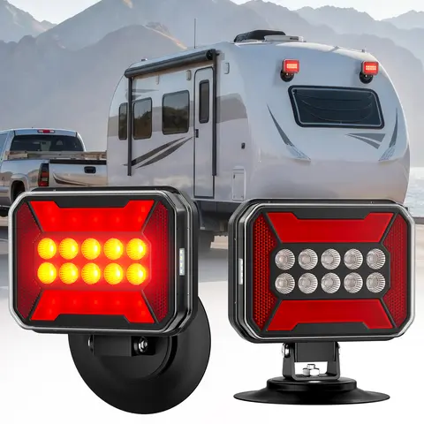 Ehaho Wireless Magnetic Trailer Lights Kit – Bluetooth LED Tow Lights, IP67 Waterproof Rechargeable Tail Lights, 12-Hour Long Runtime, Turn Signal, Brake & Reverse Lights for RV, Boat, Truck & Car Towing toolupgrade
