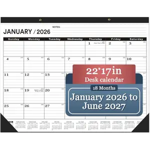 Desk Calendar 2026(January 2026 - June 2027),2026 Desk Calendar Large 22 x17,2026 Calendar,Classic Black,Large Calendar 2026-2027 with Plastic Cover