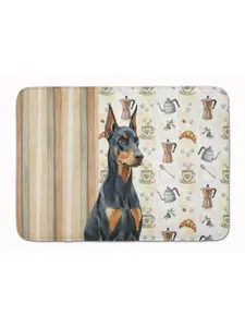 Carolines Treasures WDK7407RUG 19x27 in. Doberman Pinscher Coffee Bar Memory Foam Kitchen Rug, Animal-Inspired, Art-Themed, Cozy, Cushioned Household Textile, Animal-Inspired Kitchen Rugs, Art-Themed Kitchen Rugs