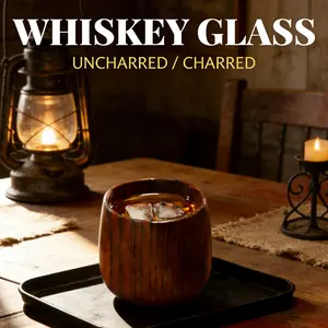[Buy1 Get 1 Free] Handmade Burnt Wood Whiskev Glass -Reusable Oak Goblet with Non-Diluting DesignDurable NaturalWood Cup for Bourbon, Scotch&lrish Whiskey, Unigue Gift for Men