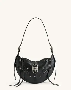 Tessa Crushed Shoulder Bag - Black