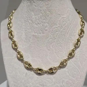 High Quality Gold Plated 14k Bean Necklace for Women