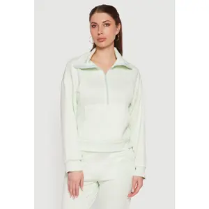 Long Sleeve Half Zip Front Kangaroo Pocket Pullover