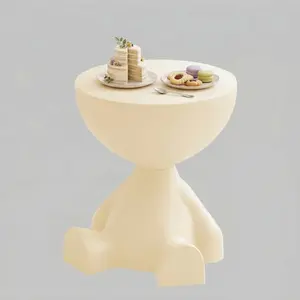 Mini Circle Side Table, Small Modern Bowl-Shaped Coffee Table, Sofa End Table Nightstand, Modern Bedside Home Decor for Living Room, Bedroom，Living Room (Milky)