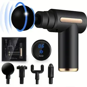 Electric Massager, USB Rechargeable Massager with 4 Replacement Heads, Portable Handheld Comfort Muscle Massage Gun, Portable Pain Relief