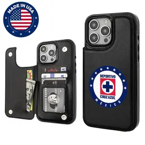 Mexican soccer team theme-Cruz Azul Aesthetic Design Pattern Casing For iphone 16 15 14 13 12 Plus Pro Max Flaunt Mobile Phone Case TPU pu Leather Card Holder Drop Protection Shockproof Protector Vintage unique Fashion Trend Anti-scratch Stylish