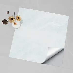 DLSF Square Marble Tile Stickers | PVC Crystal Film | Classic Solid White Checkerboard Style | Waterproof & Oil-Proof | Fits Kitchen/Bath/Floor/Ceiling/Tiles/Old Wood | Home Decor (4PCS/8PCS/12PCS per Box)