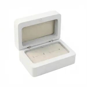 Wooden Ring Box, Dual Ring Position Wedding Exchange Ring Holder, Velvet Lined Jewelry Box, Customizable Wood Gift Box