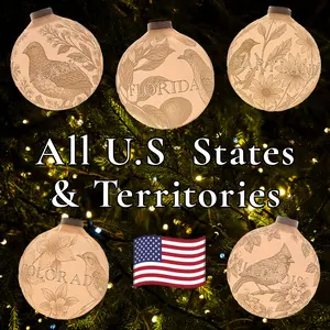 State Bird & Flower Ornament — 56 State & Territory Light-Reveal Holiday Keepsake & Christmas Tree Decoration