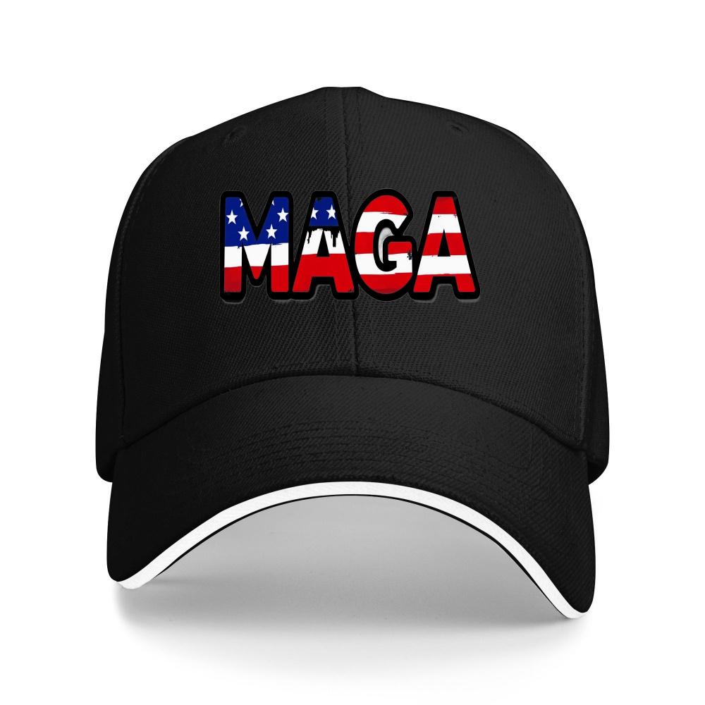 Breathable Sandwich Baseball Cap - Lightweight Polyester Adjustable Unisex Hat with Vent Design, Patriotic American Flag MAGA Print, Quick-Dry Sun Protection for Summer, Father's Day & 4th of July Gift, Casual Style, Durable Headgear