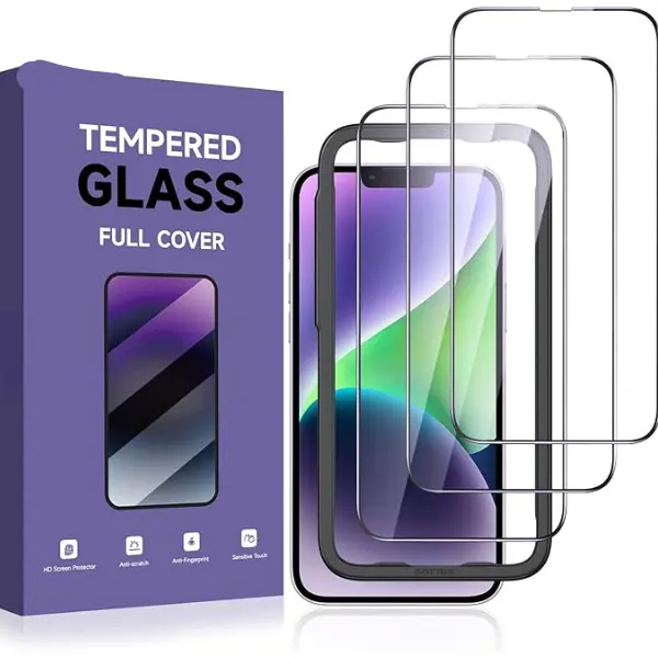 Screen Protector for iPhone 16e/14/13/13 Pro (6.1 Inch) [3-Pack] Tempered Glass Screen Protector with Easy Installation Frame, 9H Hardness, HD Clear, Bubble Free, Scratch Resistant, Case Friendly, Full Coverage