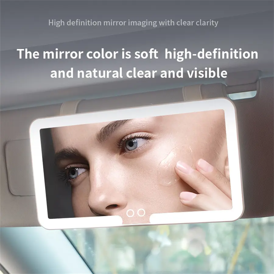 [KeyFrame] Car LED Makeup Mirror Sun Visor, Portable High-Definition Clear-View Car Mirror, 1 Count Car Accessory for Easy Application