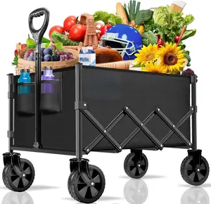 Convenient foldable camping vehicle Multi-functional outdoor camping and hiking handcart Large-capacity mobile cart for setting up stalls and transporting goods