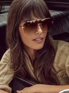 Women's Square Large Frame Sunglasses, Trendy Square Sunglasses, Lightweight Copper Frames, Perfect for Outdoor Travel, Stand Out Style Eyewear, Sun Protective Sunglasses