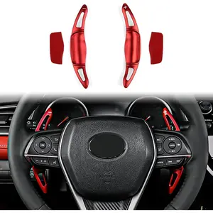 Compatible with Toyota Camry 2024 2023 2022 2021 2020 2019 2018 for Corolla RAV4 Avalon Accessories Sporty Car Paddle Shifter Extension Shift Paddle Cover Trims -Red