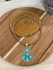 Gorgeous Handmade Sterling Silver & South Hill Sonoran Turquoise Cluster Pendant
