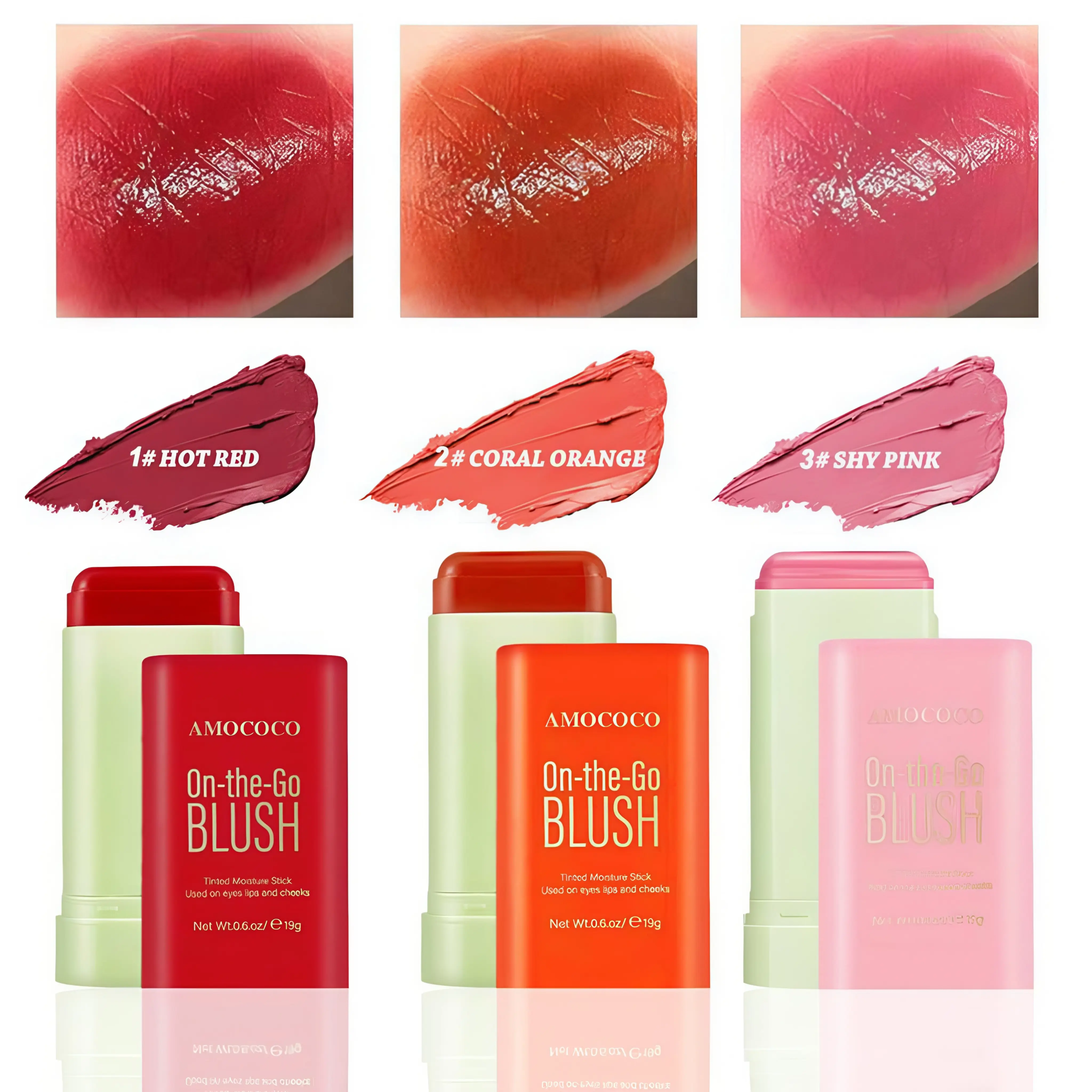 On-the-Go BLUSH Tinted Moisture Stick for Flawless Look - Long Lasting Liquid Blusher with Moisturizing Formula - Natural tones, suitable for cheeks and lips