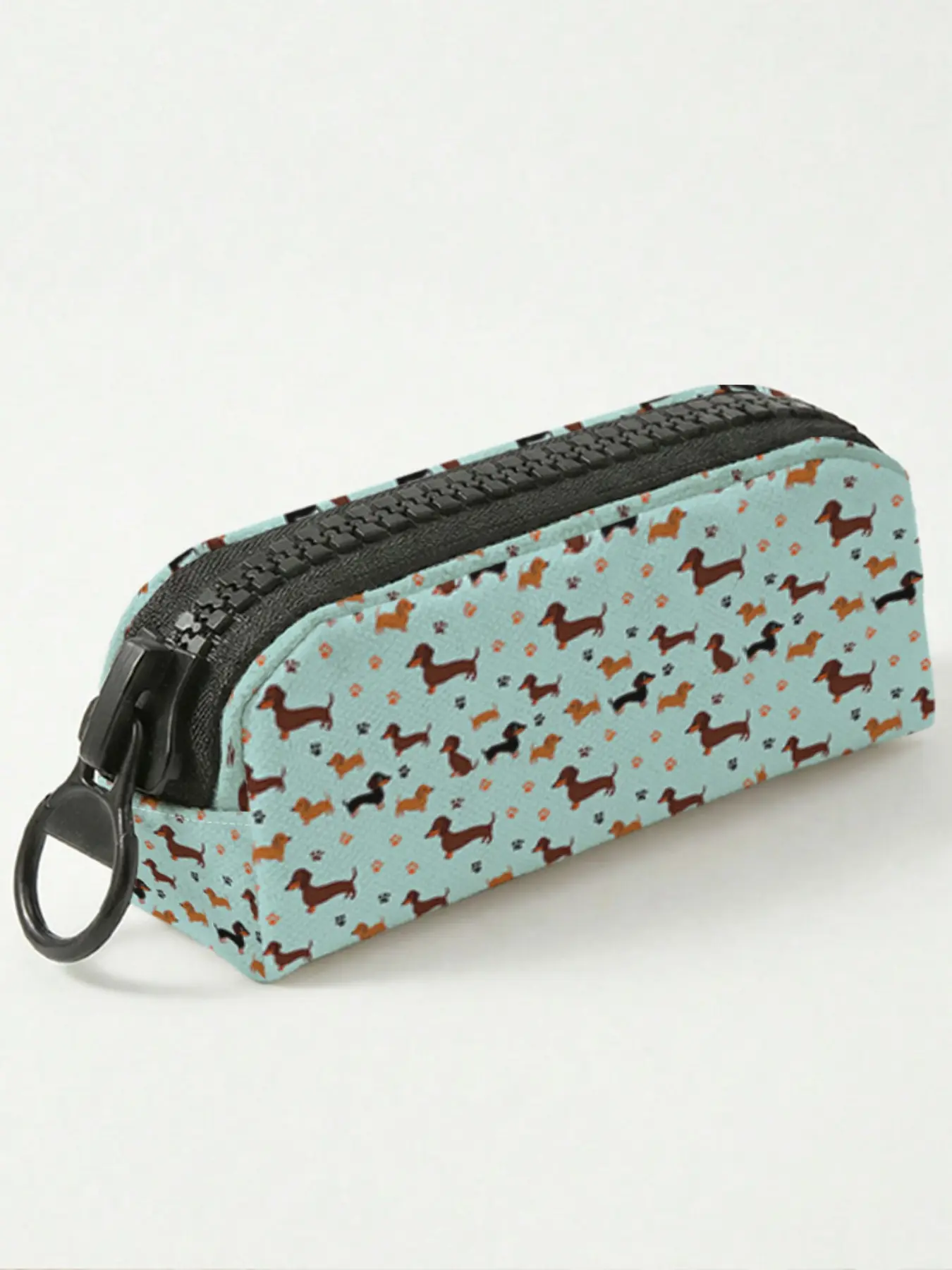 1 piece of Dachshund pattern 2D printed large zipper pencil case, storage bag, spacious zipper makeup bag school supplies and stationery, durable polyester