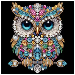 Owl Pattern Diamond Arts Colorful Painting Kit without Frame, 5D Special Shape Diamond Arts Colorful Painting Kit for Beginners, DIY Crafts Home Decoration