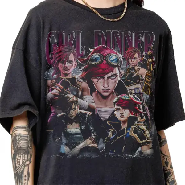 Vi Arcane Y2K T-Shirt, Vintage Game Graphic Tee, League of Legends Fan Shirt, Retro Gamer Streetwear, Unisex Aesthetic Tee