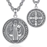 Oxidized Round Silver St. Benedict With NDSMD