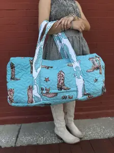 Thunderbird Boot Turquoise - Quilted Duffle Bag