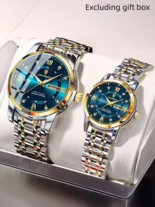 POEDAGAR couple watch, fashionable men's and women's analog quartz watch, with calendar week waterproof night light function, Fashionable Watches, suitable for daily wear and matching, gift giving, and Valentine's Day/Anniversary gifts