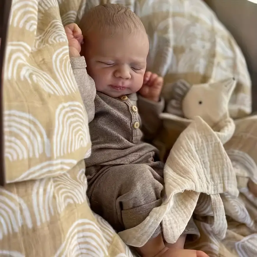 19Inch/49Cm Reborn Doll, Lifelike Soft Touch 3D Skin Advanced Painted, Hand Rooted Hair, Full Vinyl Dolls, Kids Birthday Christmas/ New Year Gifts