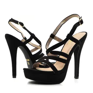 Women's Suede Strappy Stiletto Platform Sandals | Ankle Strap High Heels - Dressy Occasion Footwear sexy party shoe