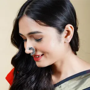 Marathi Nath Elegance: Clip-On Silver Nose Ring | Bridal & Festive Jewelry Gift | Timeless Marathi Charm for Every Occasion