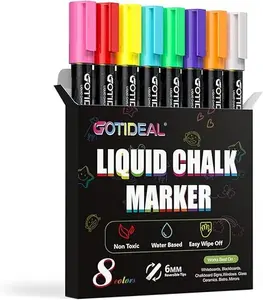 GOTIDEAL Liquid Chalk Markers 8 Vibrant Colors Non Toxic Water Based Washable Window Paint for Car Auto Bistro Mirror Wet Erase Chisel Tip