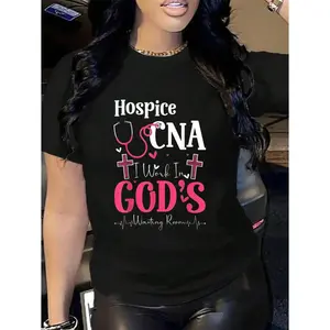 100% Cotton Hospice CNA Life Certified Nursing Assistant Hospice CNA T-Shirt Men's Women's Soft Breathable Tee Classic Fashion Summer Tops Printing Short Sleeve T-Shirt graphic tees men crop tops summer outfits for men summer tops T-Shirt