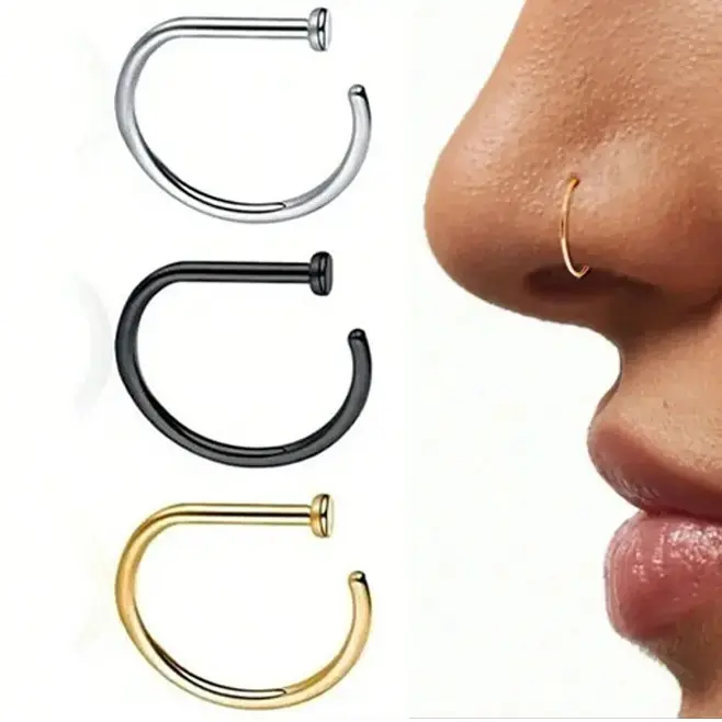 Unisex Fake Piercings Gold Stainless Steel D-Type Simple American Style Personalized Letters Hip-Hop Streetwear Non-Perforated Nose Ring Accessories