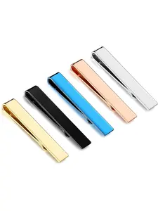 5 PCS Tie Clip for Men Tie Bar Clip Set Modern Brushed Smooth Silver Gold Black Tie Clip Necktie Bar Clip on Wedding Business Tie Pin for Men AS