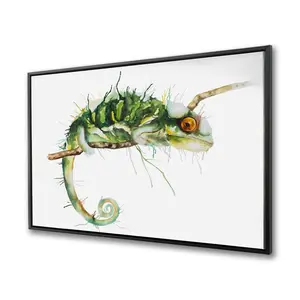 360 Stand Framed Wall Artwork, 36x48 in. Vibrant Chameleon Nature Photo, Home Decor for Rooms, Ideal Gift for Reptile Enthusiasts