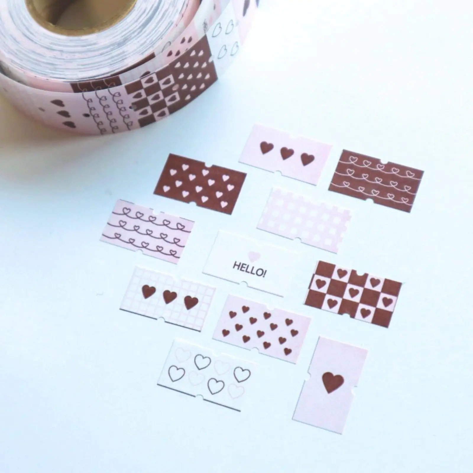 Pink & Brown Heart Label Roll – 1,000 Mini Labels