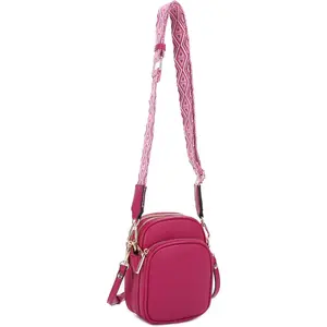 Small Crossbody Bag for Women, Triple Compartment  Bag with Double Strap