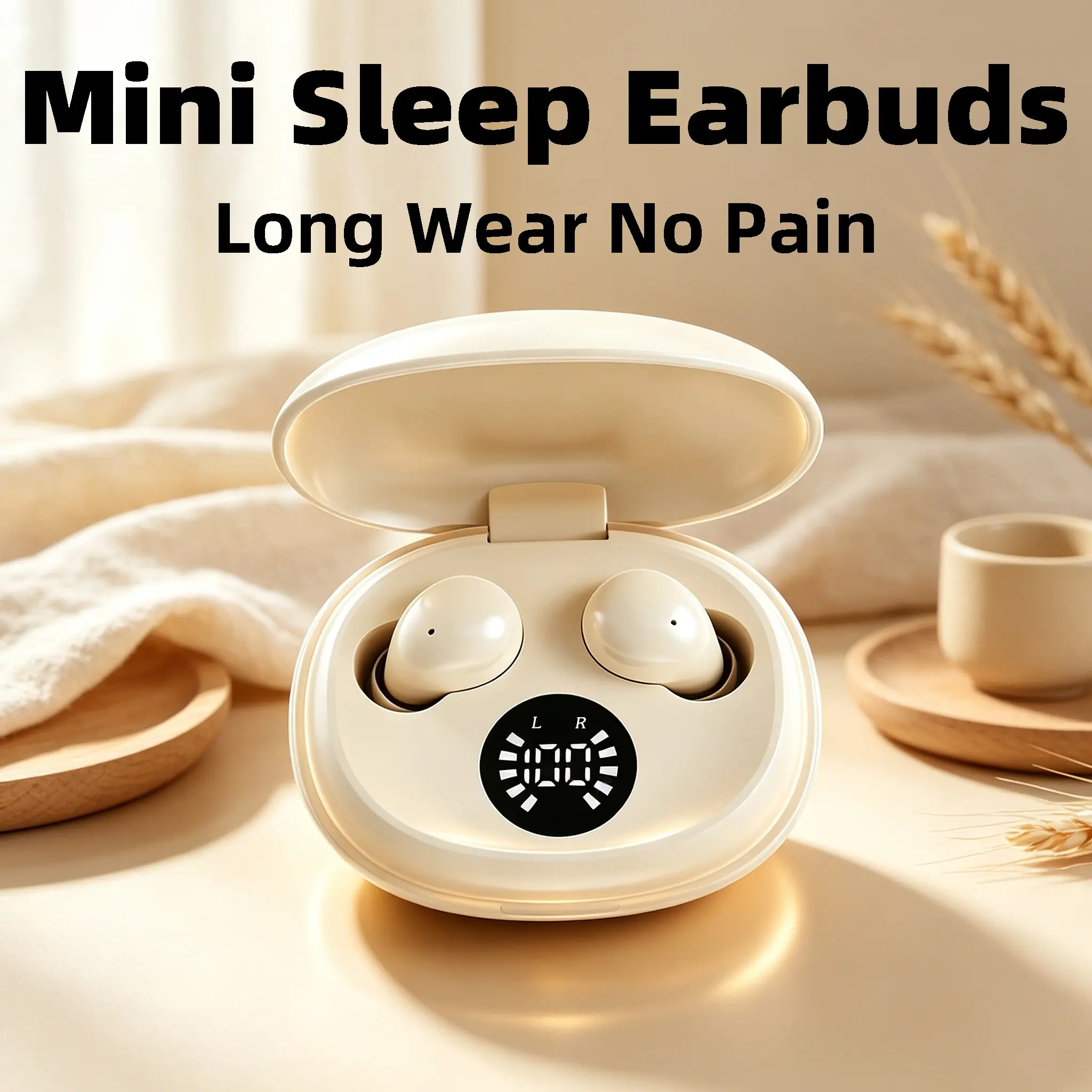 Wireless BT Bluetooth Sleep Headphones - Mini Low-profile Hidden In-ear Earbuds, Minimal Protrusion, Long-wearing Comfort, Side-sleeping Pressure Relief, Well-tuned Audio, Stable Fit When Tossing, Water Resistant, Noise Isolation, Charging Function