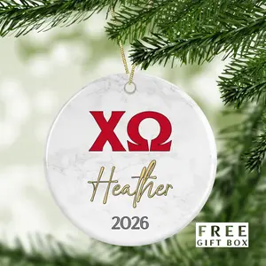 Chi Omega Sorority Ornament: Custom College Merch for Big Little Sorority Gifts