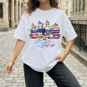 Stray Fan Shirt, USA Patriotic K-Pop Stray Fan Shirt – Cute Cartoon USA Independence Tee, Red White Blue Fireworks Graphic, American Celebration Shirt