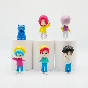 All Styles Included K‑pop Figurines, 6‑Piece Anime Model Toy Set for Home Collection and Office Desk Display — A Perfect Gift for Boys and Girls Featuring Vibrant Hair and Unique Outfits