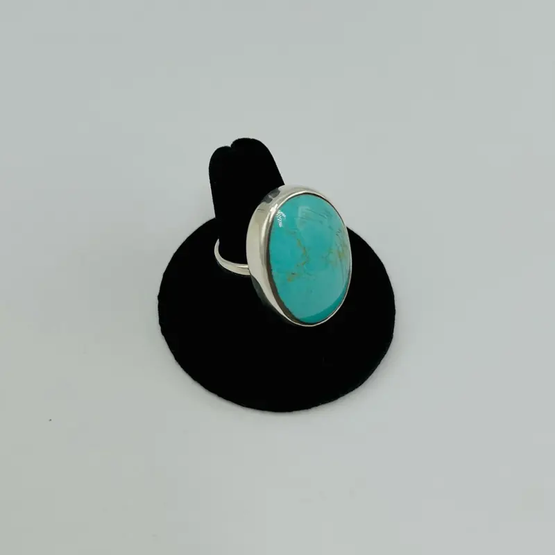 Natural Turquoise Stone Ring size 7.5 Elegant Fashion Jewelry for Daily Wear