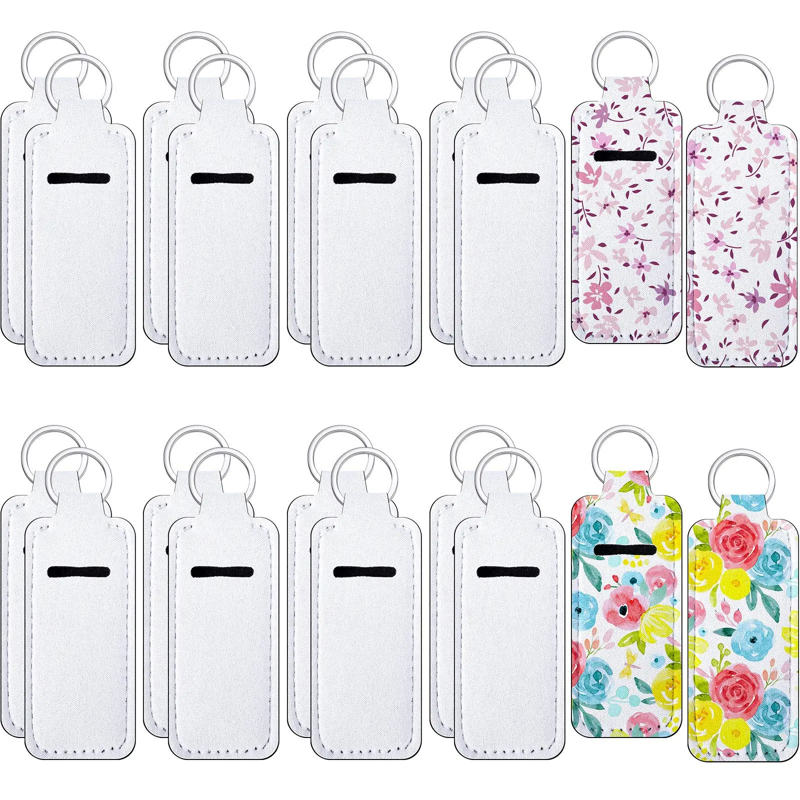 20 Pcs Sublimation Lipstick Holder Set,Keychain Bulk,Blank Lipstick Neoprene Clip-on Sleeve,Travel Key Ring Holder,Christmas Party Gifts,Hand Tools Kits