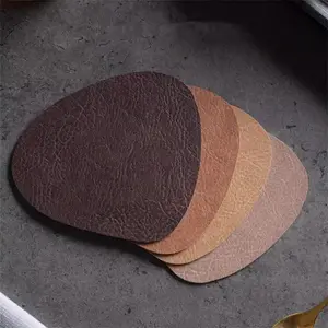 4pcs/set Leather Coaster Artificial Leather Coaster Drink Coffee Cup Mat Round Tea Pad Table Pad Kitchen Coasters