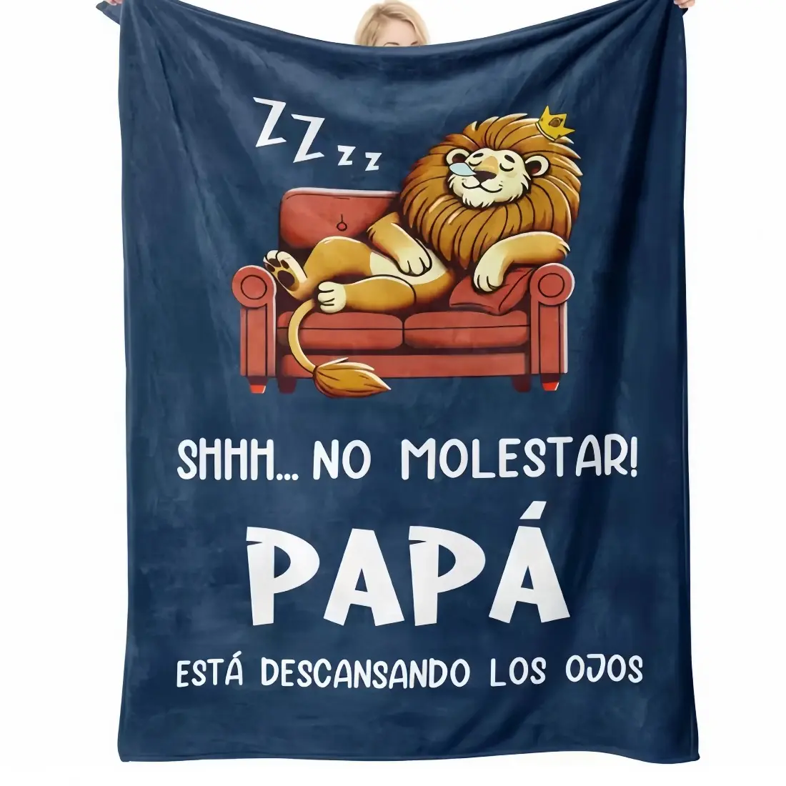 Gift for PAPA Spanish Theme Lion Print Blanket Suitable for Father Soft Flannel Bedspread with Lion Pattern Machine Washable Gift for Father's Day Birthday or Room Decoration Spanish Lion Design Humorous Novelty Present Bedding Lounge Throw