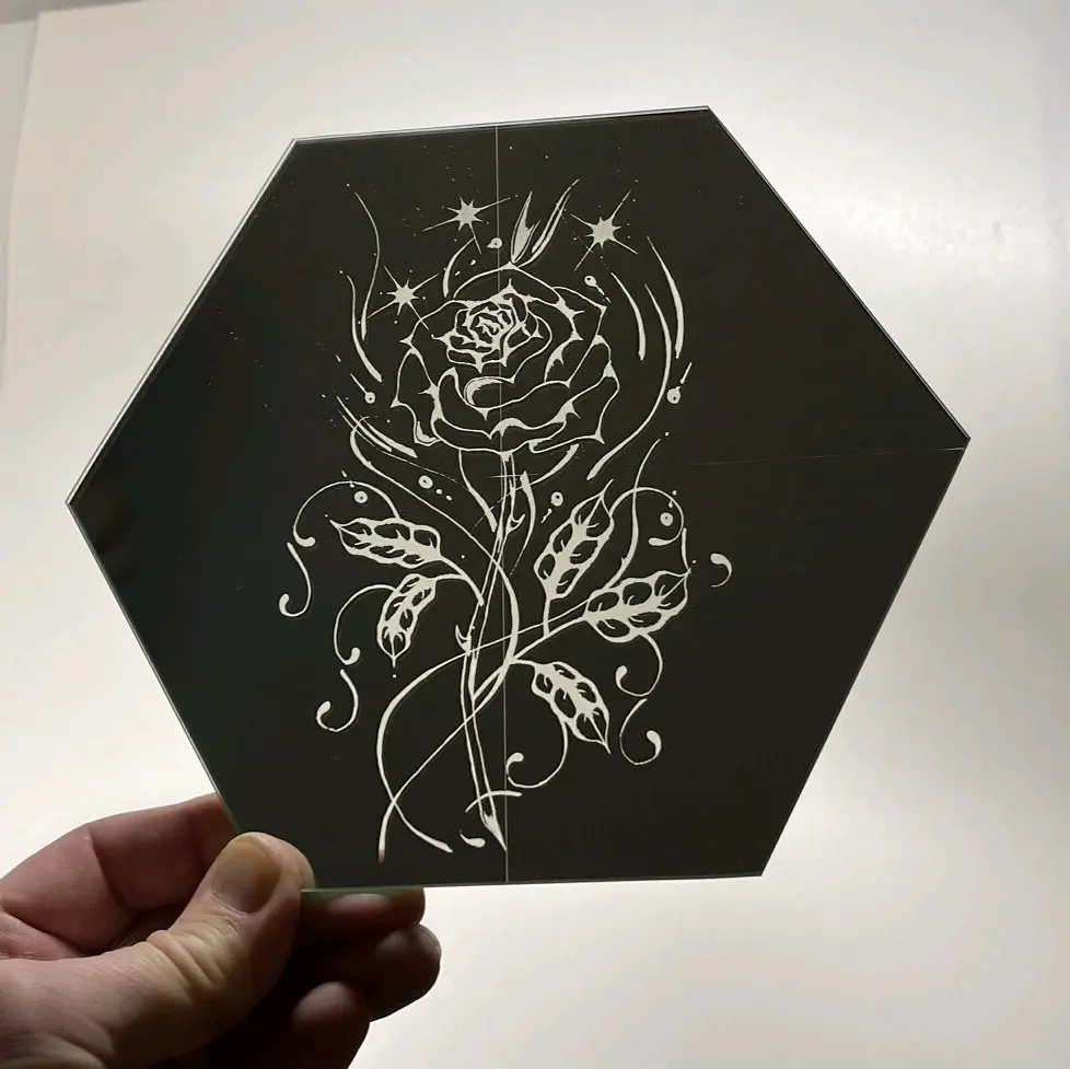 8in laser engraved mirror