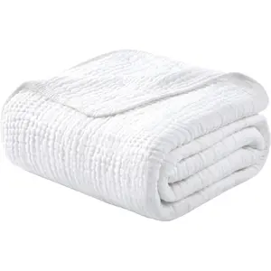 Muslin Blanket   Cotton Large  Size 60" x 80" for Bed Couch Summer Gauze Blanket for Adults Lightweight and Breathable White