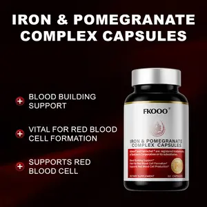 FKOOO Red Pomegranate Heme Iron Capsules: Pomegranate Extract — Supports Blood Circulation and Healthy Blood Pressure