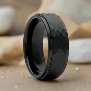 AEROBITS | Black Tungsten Hammered Ring